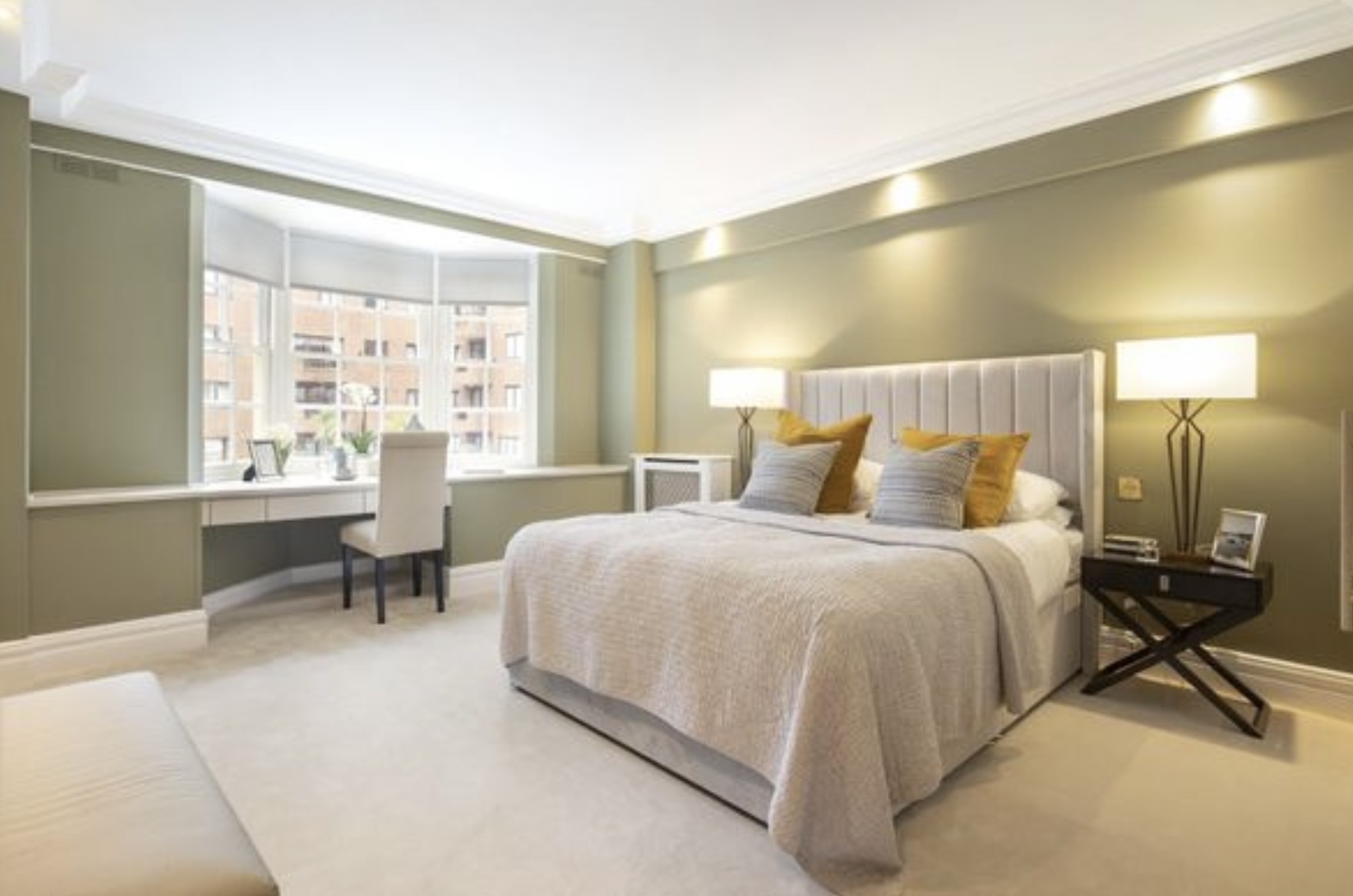 Bright bedroom styled after a professional clean